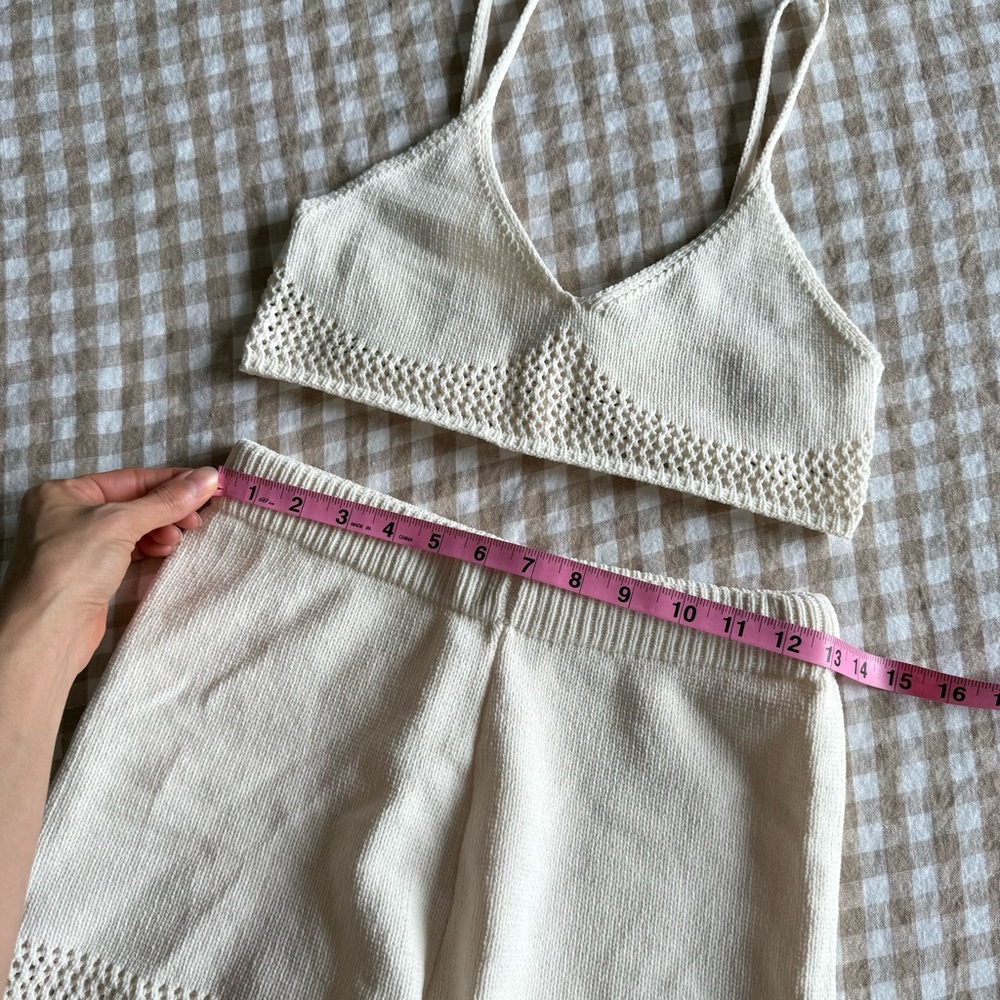 Zara Cream Knit Bralette and Shorts Set - Picture 11 of 12